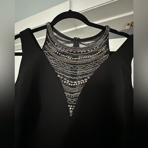 David Meister Black Dress with Beaded Detail